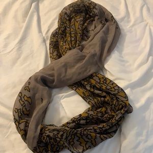 Brown and mustard lightweight infinity scarf